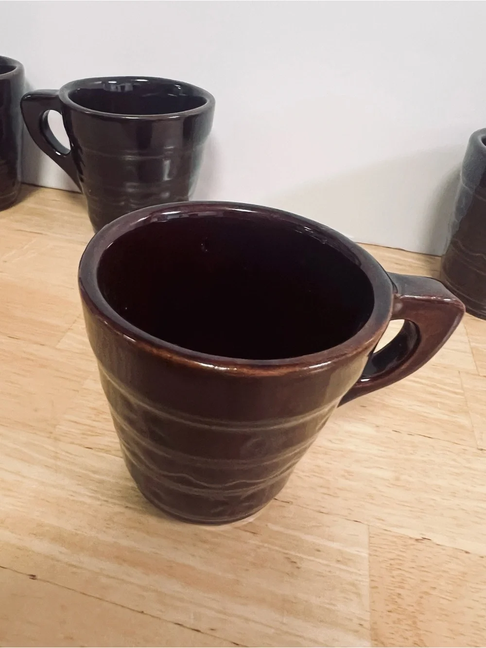 MARCREST Daisy and Dot Brown Stoneware Coffee Mugs Set of 4 MCM VTG